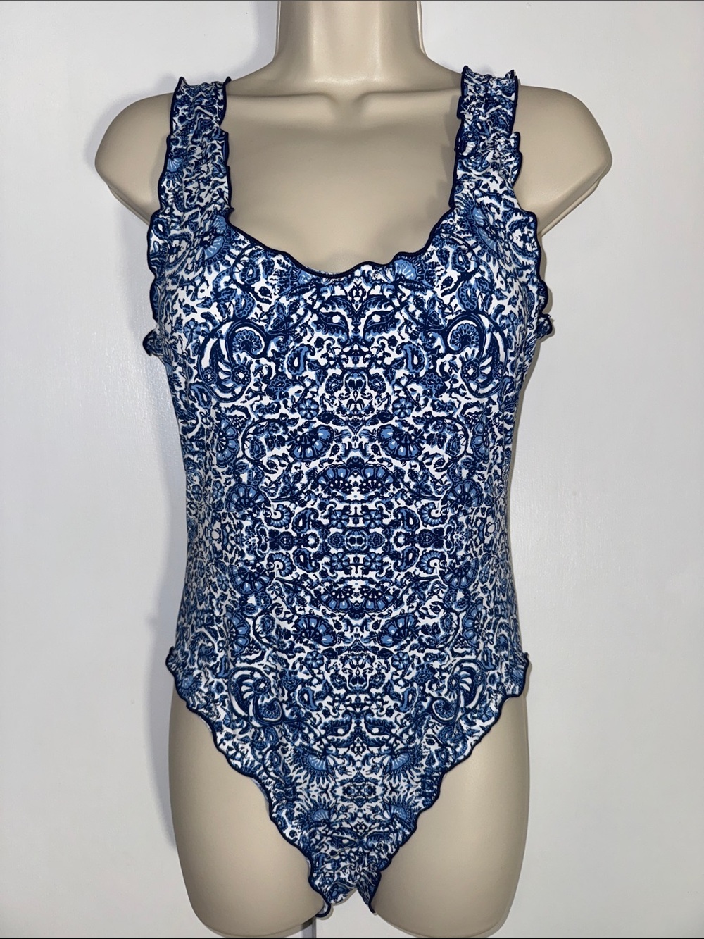 Cremieux One Piece Swimsuit w Blue Paisley Print Women’s M Medium